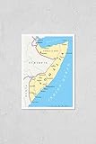 Wall Art Poster Print of Somalia Political Map With Capital Mogadishu, With National Borders, Most Important Cities and Rivers. Illustration With English Labeling and Scaling.