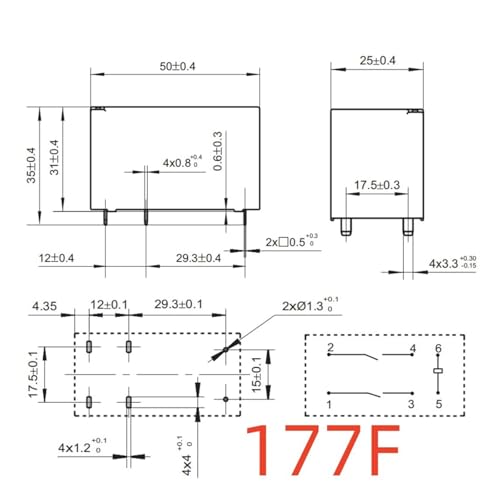 Relais électromécanique HF177F 12-2HTF composant de commutation 6 broches