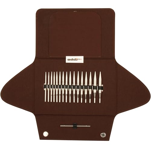 Image of skacel by addi addiClick Interchangeable Knitting Needles Set, Circular Needle Kit with Short Rocket Plated Brass Tips and Nylon Cords