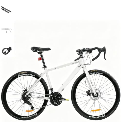 CUIOT 自転車 ロードバイク グラベルロードバイク 700c 24/27/30段変速 MTB 高炭素鋼フレーム ディスクブレーキ前後泥除け装備 ドロップハンドル 軽量付 ワイヤ錠 街乗り身長155-185cm,グレー,30 speed