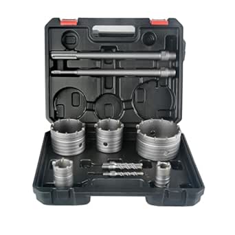 BINOTA 9PCS Concrete Hole Saw Kit, Rotary Hammer Core Bit Hole Saw, with SDS Plus and SDS MAX Shank, for Concrete Cement Brick Wall Stone Masonry, Core bit Set 30 40 65 80 100 mm