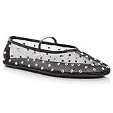 GERULATA Rhinestone Mesh Ballet Flats Shoes for Women Crystal Gem Embellished Ballerina Shoes Stretch Band Casual Mary Jane Flats Black