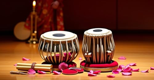 Image of Concert Tabla Drum Set, 4 Kg Lacquer Polish Copper Bayan, Indian Musical Instrument Bayan Tabla For Beginners & Students Finest Dayan with Padded Bag, Book, Hammer, Cushions & Cover