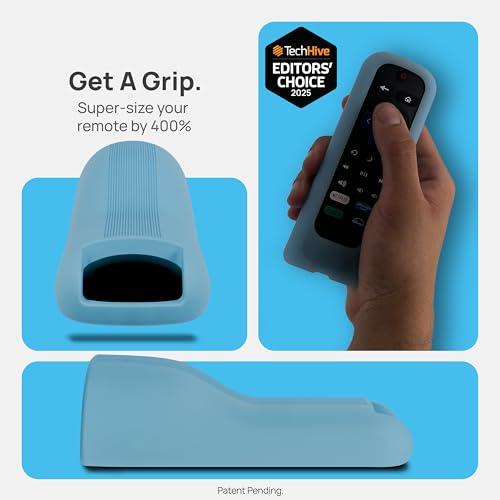 Image of GripStand by 73&Sunny Silicone Remote Cover for Roku Voice, Stand Up Design, Enhanced Grip, Compatible with TV Streaming Stick Plus 2025 4K /HD /HDR, Fits AirTag & Tile Mate, Sky Glow