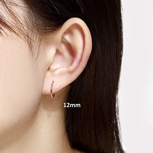 Gulicx Sterling Silver Stud Hoop Earrings for Women Girls, 4 Pairs Hypoallergenic Small 3mm Round Ball Cubic Zirconia Stud Earring 12mm Cartilage Sleeper Hoop Earring Set, Color: Silver/Gold/Rose Gold