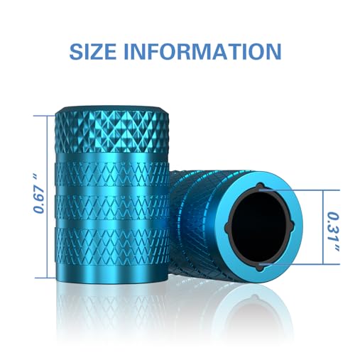 Image of CKAuto Tire Valve Stem Caps, Cyan, 4 pcs /Pack | Anodized Aluminum Tire Valve Cap Set, Corrosion Resistant, Universal Stem Covers for Cars Trucks Motorcycles SUVs and Bikes