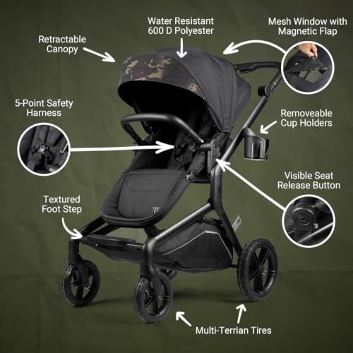 Image of Tactical Baby Gear S-1 Stroller - All-Terrain, Rugged Lightweight Design, Adjustable Canopy, Basket Storage, Infant & Toddler Compatible
