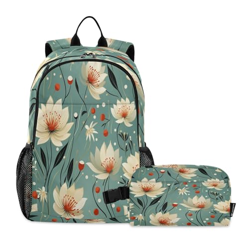 Sac à dos à fleurs avec boîte à déjeuner pour enfants taille unique