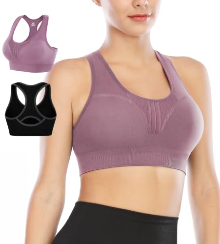 Image of Heathyoga High Impact Sports Bras for Women High Support Padded Sports Bra Pack Racerback Bras for Women Workout Bra Sets
