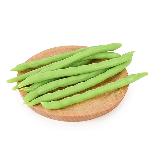 Luckforest Artificial Green Beans, 8Pcs Simulation Green Beans Realistic Vegetable String Bean Models for Home Kitchen Decor Food Model Market Display Props