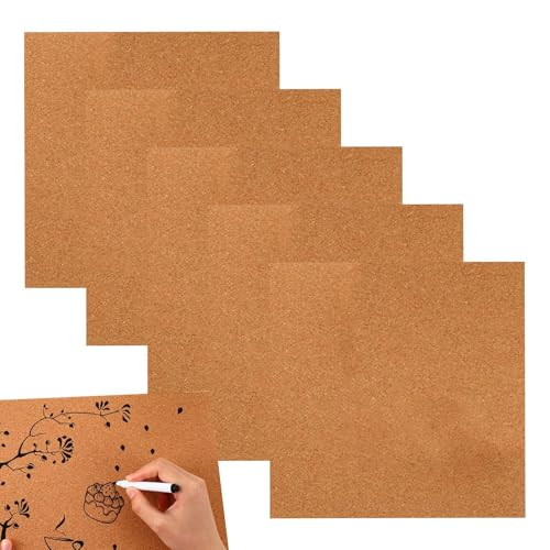 Tablero de corcho para oficina, 6 piezas rectangulares modernas extraíbles | Pequeños azulejos de corcho para azulejos, escritorio, dormitorio, aula, exhibición de fotos, collage, organización de