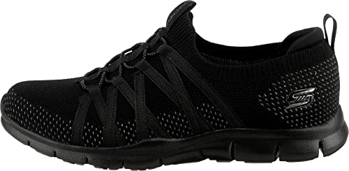 Skechers Skechers Women's Gratis Sneaker, Black Mesh Stretch Fit, 3.5 UK
