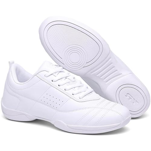 Girl's White Cheerleading Shoes Athletic Training Tennis Shoes Lightweight Competition Cheer Shoes