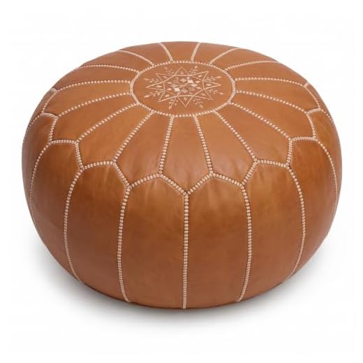 ARTOUARZAZATE Premium Moroccan Leather Ottoman Pouf Cover, Ottoman Footstool Hassock 100% Real Natural Leather pouffe, Home Gifts, Wedding Gifts, Foot Stool (Brown)
