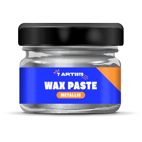 7 Artists Premium Metallic Wachspaste 20 ml Gilding Wax Silver Metallischer Micro-Glitzereffekt | Dekoration Silver Metallisch für Holz, Gips, Ton, Terrakotta | Wax Paste zum Basteln