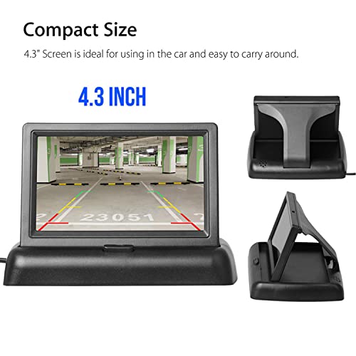 Image of 4.3 Inch Small Mini Digital Flip Down Foldable Monitor Screen for Car Truck Vehicle Rear View Reverse Parking Kits Home CCTV