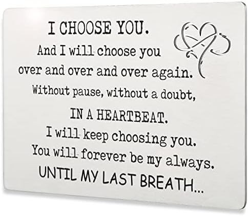 Love Note Wallet Insert Card, Valentine Wedding Anniversary Christmas Birthday Gifts for Husband, Hubby, Men, Him, Boyfriend From Wife Girlfriend Stocking Stuffer Christmas Predeployment Gift WC4