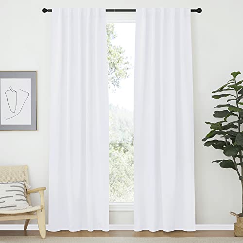 NICETOWN Living Room Curtains - (White Color) W42 x L84, Set of 2, Home Decor Modern Drapery Panels for Office/School/Hospital Window White 42"W x 84"