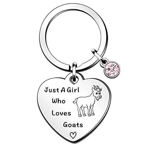 QMVMV Funny Goat Keyring Gifts Animal Lover Gift Just A Girl Who Loves Goats Goat Lover Gift For Women Girls, Who Loves Goats Keyring
