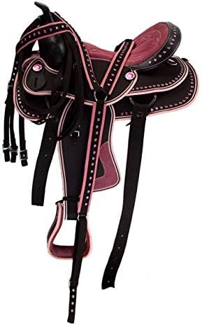 Western Barrel Racing Handmade Synthetic Cordura Horse Saddle Lightweight Trail Tack Equestrian Get Matching Headstall, Breastplate & REINS, Size: 10-18 inches Seat, DD18