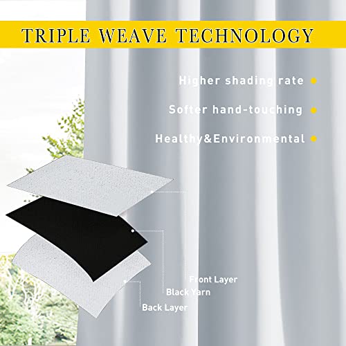 NICETOWN 2 Panels Fixed Outdoor Curtains Waterproof for Patio, Thermal Insulated Top & Bottom Grommet & Back Tab Light Blocking Outdoor Drapes Windproof with Bouns Rope, W46 x L90, Greyish White