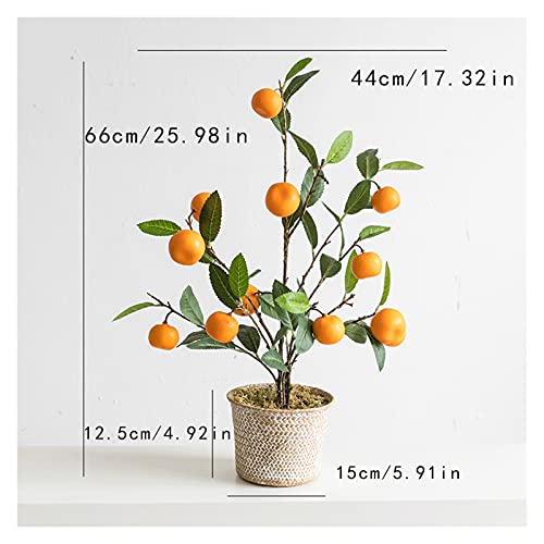 Künstlicher Bonsai-Baum, 63,5 cm, künstliche Kunststoff-Topfpflanzen, orangefarbene Pflanzen mit Korb, für Zuhause, Veranda, Schreibtisch, Zimmerdekoration - Image 3