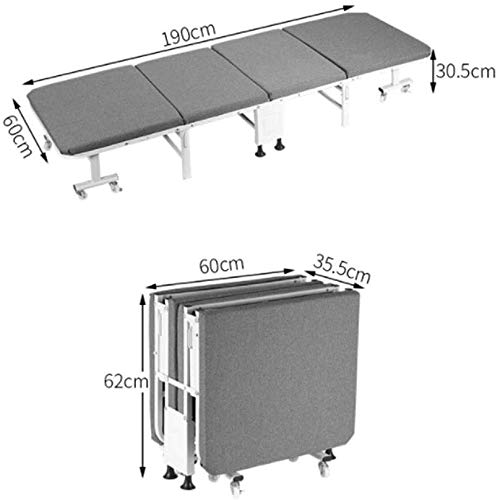 Lit simple pliable de bureau gris en lin épais et toile de jute robuste - 3