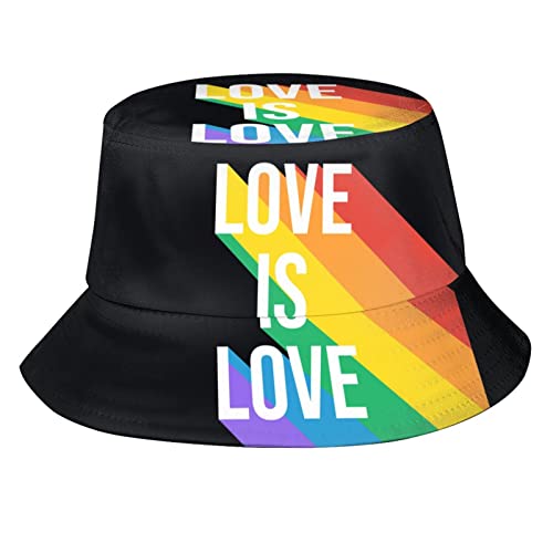 Love is Love Pride Bucket Hat Fishing Hats Summer Travel Beach Sun Uv Protection Packable Fisherman Cap for Men Women Teens