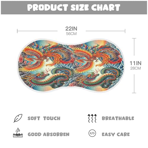 Kigai Dragon and Phoenix Baby Muslin Burp Cloths 4 Pack, Soft 4 Absorbent Layers Cotton Burp Rags for Newborn Girls Boys2