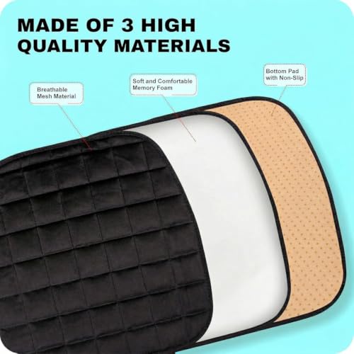 Image of Foam Car Seat Cushion Cover, Convertible Back Seat Extender & Travel Bed, Quilted Padded Seat Protector, Universal Fit for Most Cars, Non-Slip Seat Cushion (3Pcs Black Cover)