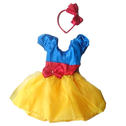 Fantasia Princesa Branca de Neve Infantil Com Laço Vermelho M 5-6