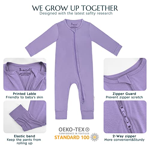 Jimonda Bamboo Footless Pajamas,Unisex Baby One-Piece Romper,2-Way Zip Closure(Blush&Violet,12-18 Months) #TOP2
