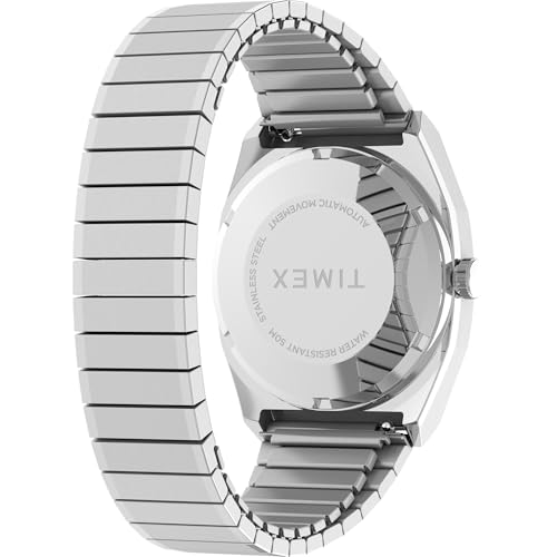Image of TIMEX Reissue Mechanical Automatic Watch for man with Silver Tone Square Dial & Silver Stainless Steel Bracelet Band Water Resistant Men's Wrist Watches - TW2W70800UJ