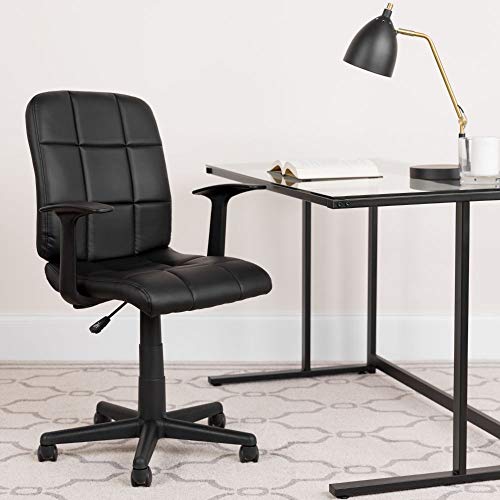 Flash Furniture Mid-Back Black Quilted Vinyl Swivel Task Office Chair With Arms #TOP1