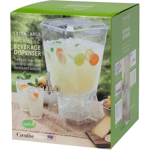 CreativeWare Crown Beverage Dispenser with Base and Name Clip, 3.5 gallon, Clear by CreativeWare - Image 2