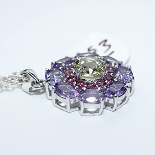 Amethyst Peridot Gemstone Pendants/Amethyst Necklace For Men & Woman / 6X4, 7 Mm / 925 Sterling Silver Locktes/Charm Pendant #TOP1