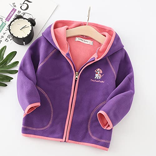 Fall Jacket for Toddler Toddler Boys Girls Long Sleeve Cartoon Dog Prints Winter Fleece Zippered (Purple, 3-4 Years)3