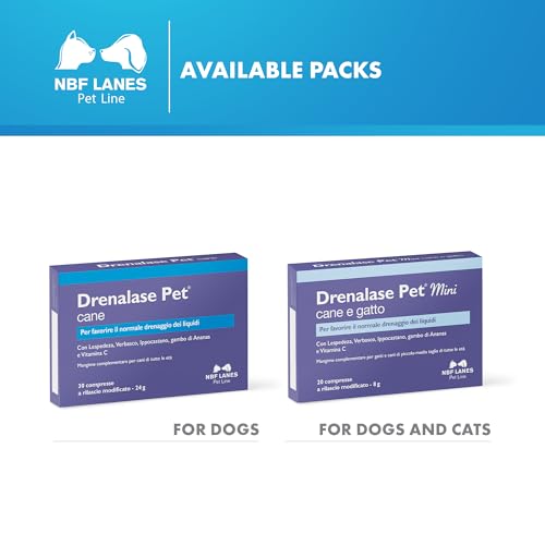 NBF Lanes | Drenalase Pet Hund, 30 nicht teilbare Tabletten mit modifizierter Freisetzung zur Förderung der normalen Entwässerung von Flüssigkeiten
