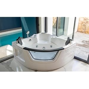 Whirlpool-badkuip New Cristy, hoekig, 2-zits, 2 hoofdsteunen, 8 sproeiers, 150 cm