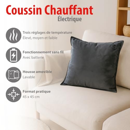 Coussin chauffant électrique avec arrêt automatique et niveaux réglables