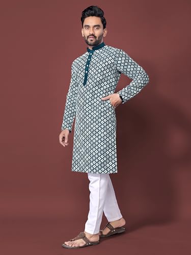 Image of Men's Silk Blend Solid Straight Kurta
