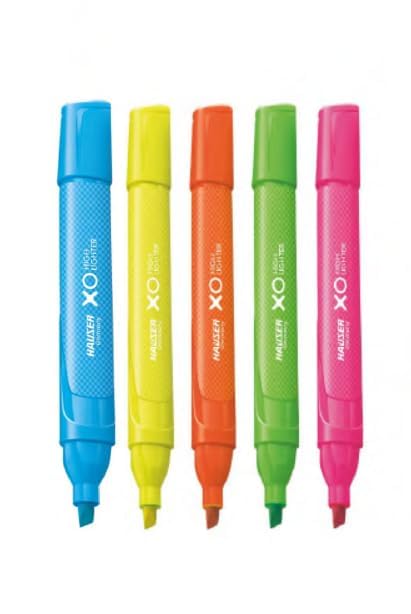 Image of Hauser XO Highlighter | Set of 5 Fluorescent Colours | Triangle Shaped Body for Easy Grip, Multicolor