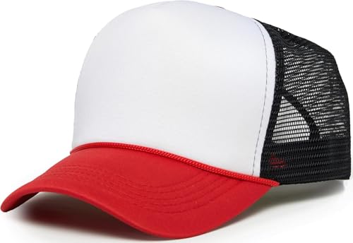 Image of Funky Junque Foam Trucker Hat, Trucker Hats for Women & Men - Blank Adjustable Snapback Mesh Back Baseball Cap