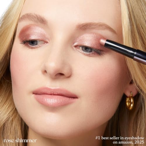 Image of Julep Eyeshadow 101 Cream-to-Powder Waterproof Eyeshadow Stick - Rose Shimmer - Long-Lasting, Buildable, Crease-Proof, Cruelty Free, Shimmer Finish with Built-In Smudger