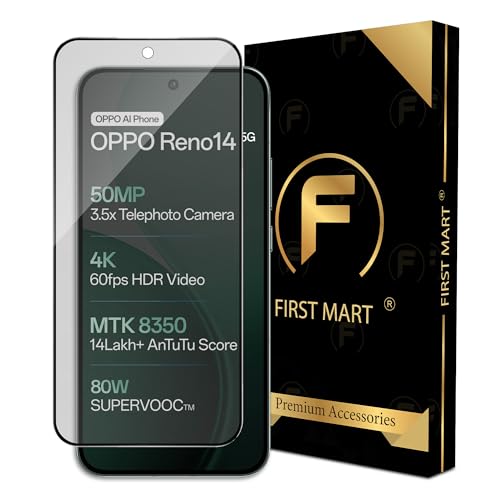 Image of FIRST MART Military-Grade Matte Tempered Glass for Oppo Reno 14 and Reno 13-9H Screen Protector, Anti-Glare Protection, Scratch-Resistant, Bubble-Free (1 Pack)