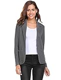 Zeagoo Womens Casual Work Office Blazer Open Front Long Sleeve Cardigan Jacket, Dark Grey, Large