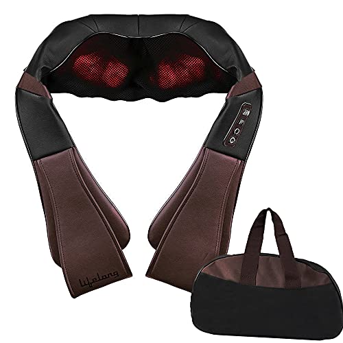 Image of Lifelong Neck Massager with Electric Heat Therapy Neck, Shoulder and Back Massager for pain and stress relief, Brown (LLM297)