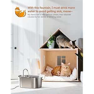 Cat Water Fountain Stainless Steel: 108oz/3,2L Pet Water Fountain – Water Fountain for Cats Inside with Quiet Pump – Dishwasher Safe Cat Fountains – Suitable for a variety of pets – SOOFPET