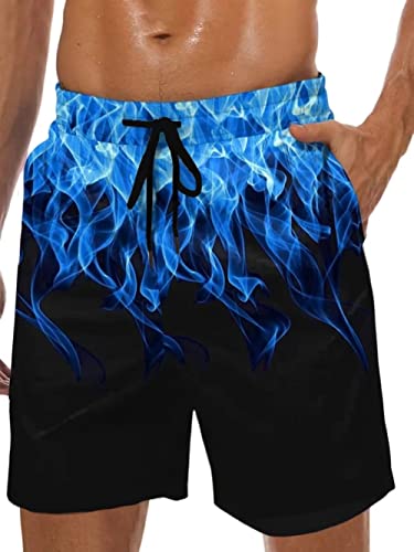 Men's Swim Trunks Hawaiian Bathing Mesh Lining Suit Swimsuits Beach Shorts with Pockets