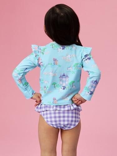 Image of RuffleButts Baby Girls Modern Skirted Rash Guard Bikini - UPF 50+ Sun Protection Swimsuit